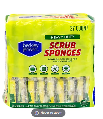 Berkley Jensen Heavy Duty Cellulose Scrub Sponges, 27 ct.