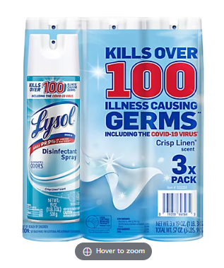 Lysol Disinfectant Spray, Crisp Linen 3pk./19 oz.