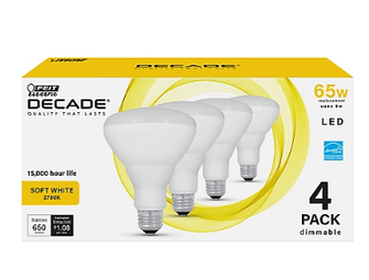 Feit Electric Decade 65W Equivalent LED BR30 Flood Light Bulb, 4 pk. - Soft White