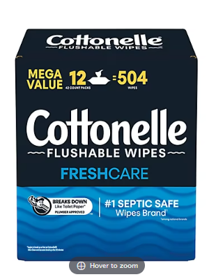 Cottonelle Fresh Care Flushable Wet Wipes, 12 42-Wipe Flip Top Packs