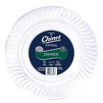 Chinet Crystal 10" Clear Dinner Plate, 25 ct.