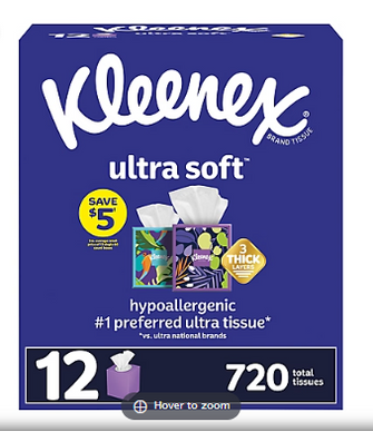 Kleenex Ultra Soft 3-Ply Facial Tissues, 12 pk./60 Tissues per Box