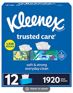 Kleenex Trusted Care 2-Ply Facial Tissues, 12 pk./160 Tissues per Box
