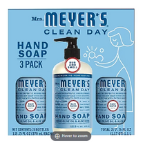 Mrs. Meyer's Clean Day Liquid Hand Soap, Rain Water Scent Bottle, 3 pk./12.5 oz.