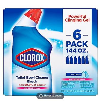 Clorox Toilet Bowl Cleaner with Bleach, Rain Clean, 6 pk./24 oz.