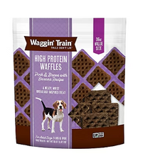 Waffles de cerdo y tocino con alto contenido proteico Waggin' Train con plátano, 36 oz.