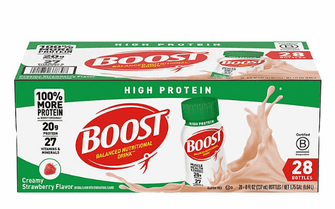 BOOST 20g High Protein Nutritional Drink, Strawberry 8 fl. oz., 28 ct.