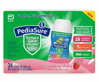 PediaSure Nutritional Grow & Gain Shake with Fiber, Strawberry 7.4 fl. oz., 24 pk.