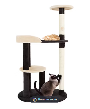 PETMAKER 42.25" 3-Tier Sleep-and-Play Cat Tree - Black/Tan