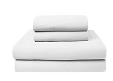 Berkley Jensen 600 Thread Count Cotton Sateen 4 Pc. King Size Sheets Set - Stripe Brilliant White