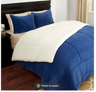 Lavish Home Sherpa/Fleece Comforter Set - Navy