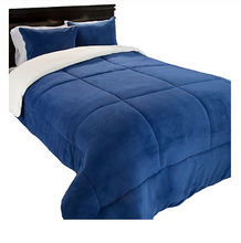 Lavish Home Sherpa/Fleece Comforter Set - Navy