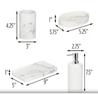 Honey-Can-Do 4-Pc. Bath Accessory Set - Marble