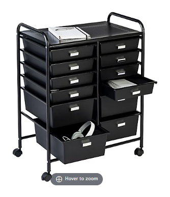 Honey Can Do 12-Drawer Rolling Storage and Craft Cart Organizer - Black