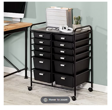 Honey Can Do 12-Drawer Rolling Storage and Craft Cart Organizer - Black