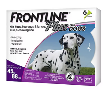 Frontline Plus Flea & Tick Large Breed Dog Treatment, 45-88 lbs., 6 doses