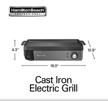 Hamilton Beach Professional Cast Iron Electric Grill, 10"x16" Preseasoned Cooking Surface