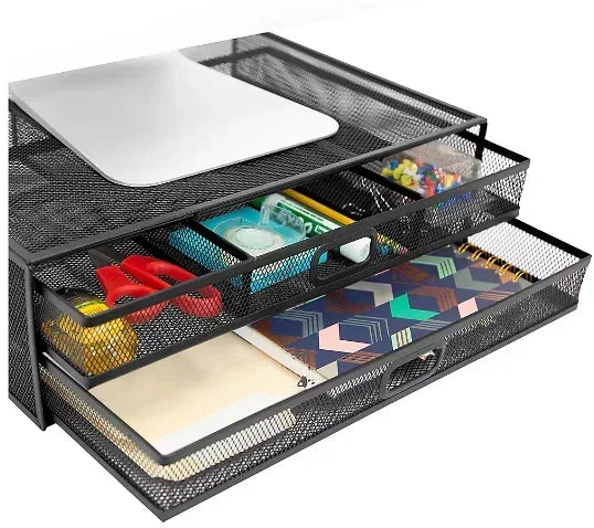 Wire Mesh Display Riser Mount-It! Mesh Monitor Riser with Drawers– Brands For Less USA