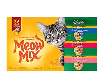 Meow Mix Classic Favorites Cat Food Variety Pack, 36 pk./2.75 oz.