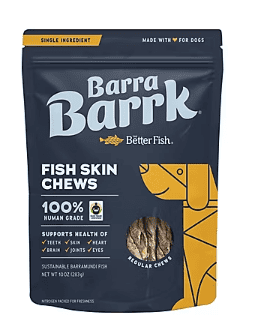 The Better Fish Barra Barrk Fish Skin Chews, 10 oz.