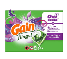 Gain Flings Liquid Laundry Detergent Soap Pacs, 152 ct. - Moonlight Breeze Scent