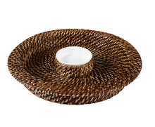 Sur La Table Rattan Chip and Dip Set with Stoneware Bowl