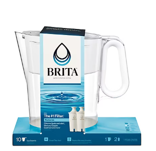 Brita Large 10 Cup Wave BPA Free Water Pitcher with 2 Filters