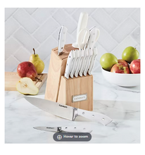 Cuisinart Classic 13-Pc. White Stainless Steel Knife Block Set with 9-Knives, Sharpening Steel and All-Purpose Shears