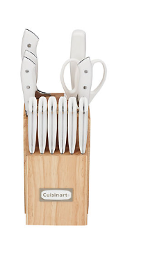 Cuisinart Classic 13-Pc. White Stainless Steel Knife Block Set with 9-Knives, Sharpening Steel and All-Purpose Shears