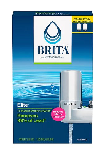 Brita Faucet Mount System with Filter Change Reminder and 2 Replacement Filters - Chrome