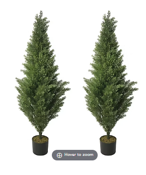 Aurora International 4' Faux Cypress Topiary Tree in Plastic Pot, 2 pk.