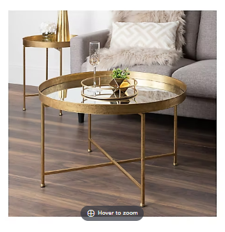 Kate and Laurel Celia Modern Round Coffee Table - Black and Gold