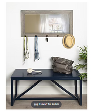 Kate and Laurel Pub Mirror with 5 Metal Hooks, Rustic Gray