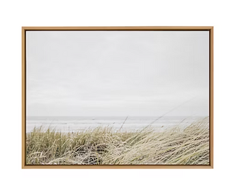 Kate and Laurel Sylvie East Beach Framed Canvas Wall Art by Amy Peterson Art Studio, 28x38 Natural, Chic Coastal Art for Wall