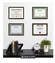 DesignOvation Corporate Document Frame Made to Display Standard Certificates - Black