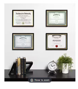 DesignOvation Corporate Document Frame Made to Display Standard Certificates - Black