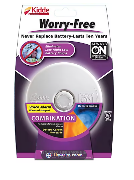 KIDDE Worry Free Battery-Powered Smoke and Carbon Monoxide Alarm with Voice Alarm