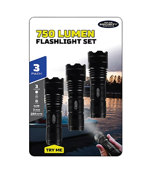 Police Security 750 Lumen Flashlights, 3 pk.