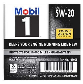 Mobil 1 Advanced Full Synthetic Motor Oil 5W-20, 6 pk./1 qt.
