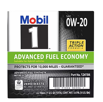 Mobil 1 Advanced Fuel Economy Full Synthetic Motor Oil 0W-20, 6 pk./1 qt.