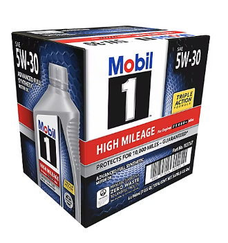Mobil 1 High Mileage Full Synthetic Motor Oil 5W-30, 6 pk./1 qt.