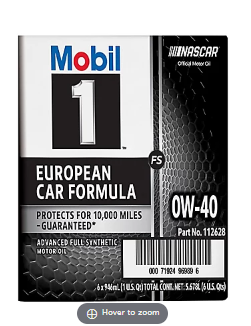 Mobil 1 FS European Car Formula Full Synthetic Motor Oil 0W-40, 6 pk./1 qt.