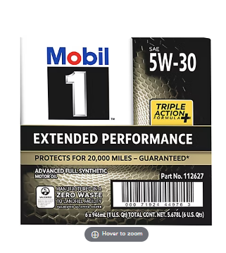 Mobil 1 Extended Performance Full Synthetic Motor Oil 5W-30, 6 pk./1 qt.