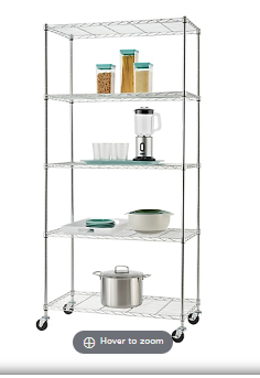Trinity Basics 5-Tier Wire Shelving, NSF, with Wheels