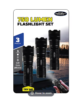 Police Security 750 Lumen Flashlights, 3 pk.