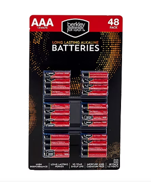 Berkley Jensen AAA Alkaline Batteries, 48 ct.