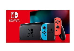 Nintendo Switch with Neon Blue and Neon Red Joy-Con
