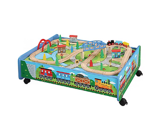 Maxim Enterprise 62-Pc. Wooden Train Set with Trundle