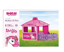 Dolu Toys Unicorn Play House with Fenced Garden - Pink