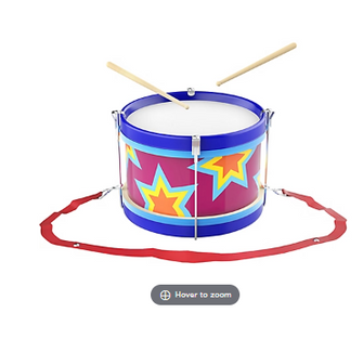 Toy Time Double-Sided Toy Drum with Drum Sticks and Adjustable Neck Strap
